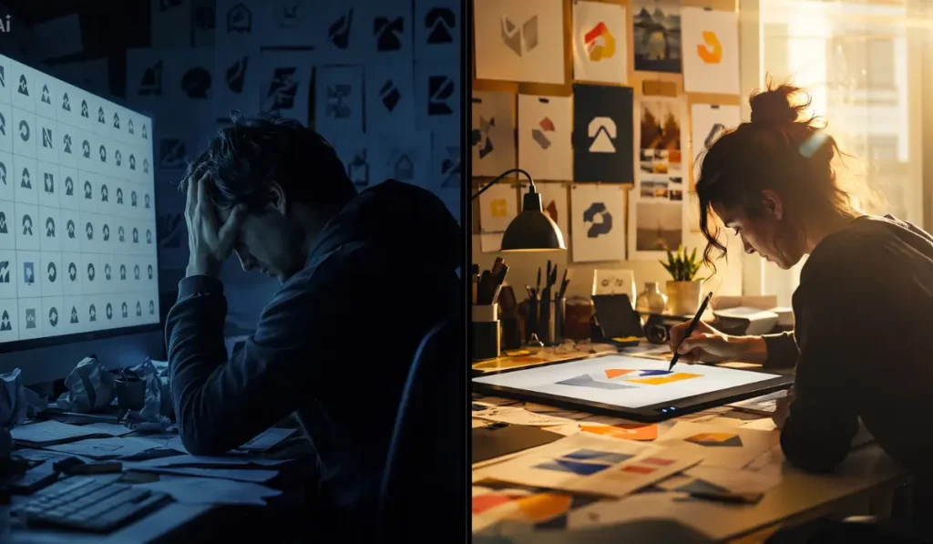 AI design tools compared with professional graphic design services
